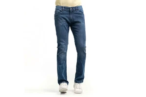 Classic Casual Men's Straight Denim Pants Regular Fit 100% Cotton Fabric Custom Logo High Quality Daily Wear Mid Waist