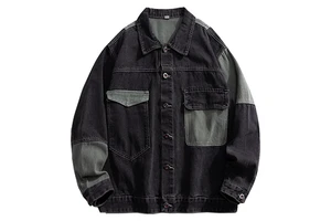 Best Quality Winter Men's Denim Jeans Jacket Black Cotton Eco-Friendly Anti-Bacterial Full Sleeve Casual Front Logo