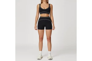 XW-AWX8003+ACK8003 Custom Activewear Manufacturers Comfortable Bra Yoga Sportswear Workout Shorts Women's Gym Clothing Front