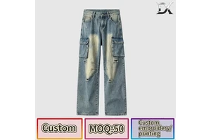 OEM/ODM Manufacturer's Custom Fashion High Quality Men's Casual Sun Faded Acid Wash Men Jeans