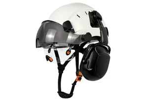 Protective Eye and Head Guard Safety Helmet - Safety Cap with Eye protection - ABS Construction protection Headgear