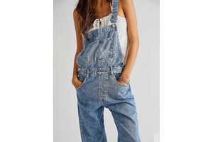 Women's High Quality Cargo Denim Jumpsuits Wholesale Summer Casual Style Loose Strap Jean Overalls with Logo on Waist