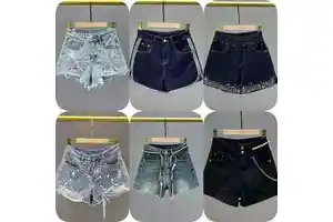 Cross-border Trade Women's Hip-hop Retro Distressed High-waisted Denim Shorts