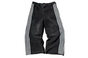 Wholesale Men's Baggy Denim Trousers, Retro Casual Style, Cotton Multi-Pocket Wide Leg Jeans Floor Length