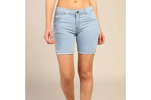 Wholesale High Quality Breathable Colored Denim Shorts for Women 100% Cotton Skinny Fit with Elastic Waist