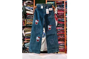 New Style Women's Breathable Casual Cargo Jeans Embroidery Loose Fit Straight-Leg Denim Long Pants Wholesale Boyfriend Jeans