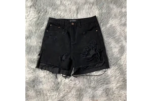 DENIMGUYS Ladies New Fashion Frayed Hem Raw Edge Irregular Torn Ripped Hole Stretch Denim Shorts Jeans Pants for Women