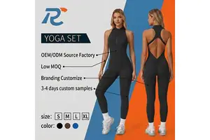 Women's One Piece Yoga Jumpsuit Full Length Fitness Bodysuit Slim Fit Gym Romper High Elasticity Workout Sportswear For Women