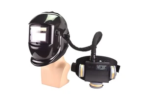 PP Material Air Purification Cap Dependable Air Supply Auto-Darkening Electric Welding Helmet With Positive Pressure Hood