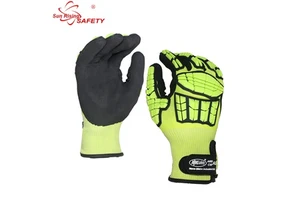 SRsafety ANSI Cut Resistant Glove Level 5 Nitrile Heavy Duty Mechanic Gloves Anti-cut High Impact Gloves for Work Yellow