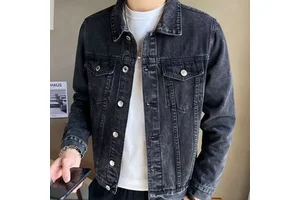 New Spring Fall Retro Casual Single Breasted With Lapel Vintage Western Style Teenagers Design Washed Denim Jacket for Men