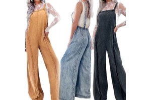 New 2024 Adjusted Strap Casual Loose Baggy Women's Wide Leg Jean Denim Suspender Overalls Jumpsuit