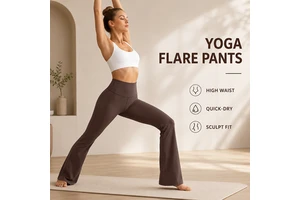 Women High Waist Flare Leggings Quick Dry Breathable Buttery Soft Yoga Pants High Elastic Sculpt Fit Solid Micro Flare Workout