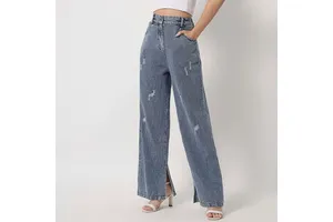 Women Casual Jeans Pants Denim Trousers for Street Fashion and Daily Use
