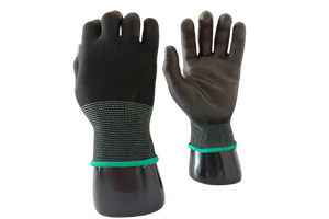 13 Gauge Seamless Black Polyester Spandex Blended Glove Sandy Nitrile Safety Work Gloves With Black Nitrile Sandy Palm Coating