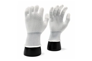 High Dexterity White Polyester White PU Fingertip Coated Safety Work Gloves for Delicate Small Parts Assembly Processing