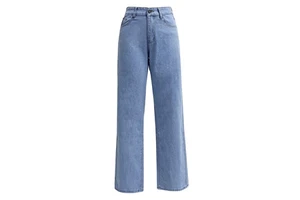 New High Waisted Washed Women's Jeans Fashionable and Versatile Model Straight Leg Pants