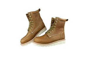 8 Inch Steel Toe And Midsole Lace-Up Work Safety Shoes For Factory Mining Construction High-ankle Leather Boots