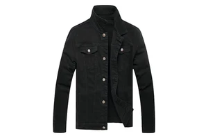 Men's Black Jean Jacket Unisex Fleece Lined Denim Jacket Button Winter Leather Washed Technique Wholesale Options Jacket For Men