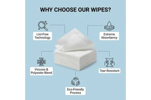 Industrial Disposable Class 1000 ISO Certified Lint-Free Non-Woven Paper Cleanroom Wipes 25cmx25cm Strong Tensile Strength