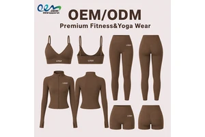 OEM/ODM Activewear Manufacturer Custom Logo Sports Wear Nylon Spandex Soft Brushed Fitness Pants Gym Leggings Women Yoga Sets