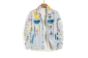 Men's Fitted Denim Jacket Stretch Jean Jackets Fashionable Design Top Quality Material Customize Logo Men's Denim Jacket