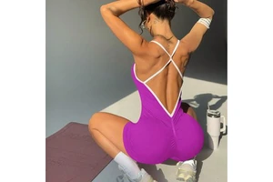 New Short Sports Cross Jumpsuit Running One Piece Bodysuit Workout Rompers Women Overalls Sportswear Gym Fitness Yoga Suit