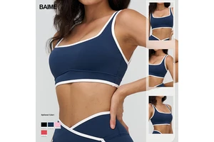 Baime Yoga Bra Generous Neckline Contrasting Colors High-end Lingerie Women's Running and Fitness Sports Lingerie