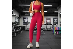 Wholesale Quality High Support Wide Strap Sports Bra With High Waist Yoga Leggings Quick Drying Breathable Women Gym Wear Set