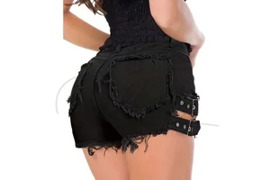 Wholesale Custom Women's Formal Simple Denim Crocheted Straight Jeans Shorts Mid-Waisted Summer Washed Breathable Print Pockets