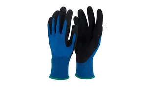 Custom logo Men Industrial Grip Heavy Duty Safety Construction Rubber Garden Gloves Finger Protective Nitrile Coated Gloves