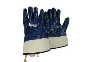 2026 All-New Hot Selling Blue Nitrile Safety Gloves with Cotton Jersey Work Gloves Anti-Chemical Non-Disposable Industrial Use