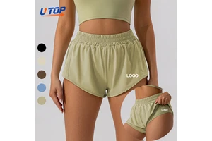 Wholesale High Waist Fitness Shorts Sports Bottom2 in 1 Shorts Running Wear Women's Clothing Yoga Short Pants Women's Clothes