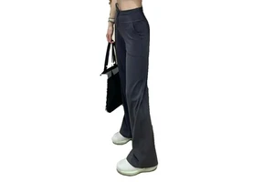 Straight-leg Women's Yoga Pants, Casual Drawstring High-waisted Wide-leg Pants