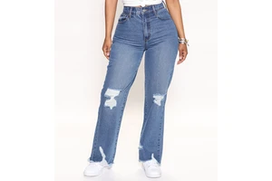 Women's Casual Regular Fit Straight Mid Waist Breathable Waterproof Eco-Friendly Vintage 4 Seasons Customizable Denim Jeans