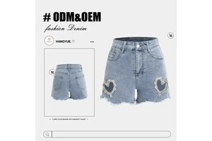 Hangyue Customization-Women's Straight Denim Jeans-Hot Drilling Technology Breathable Mid-Waist Solid Dark Wash Casual Summer