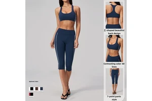 Women's Yoga Outfit Set Breathable Soft Printed Quick-Dry Sportswear High-Waist Tummy-Control Yoga Pants for Running Fitness