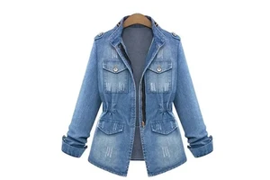Hot Selling Regular Washed Women's Gothic Button Denim Jeans Jacket with Custom Logo and Customizable Color