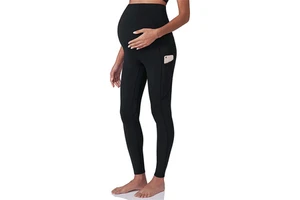 High Waist Pregnancy Fitness Leggings Maternity Yoga Pants With Pocket Custom Logo