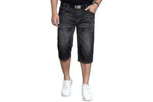 Summer Casual Women's Denim Lace Streetwear High Waist Elastic Stretched Thin Plus Size Calf Length Shorts