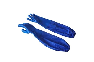 Custom Extended Arm Protection Industrial Waterproof Oil Resistant PVC Chemical Handling Safety Gloves with Elastic Long Sleeve
