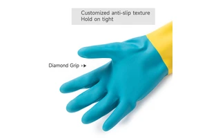 Manufacturer Customized Industrial Safety Waterproof Neoprene Work Gloves Diamond Grip Neoprene Acid Alkali Resistance Gloves
