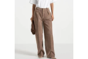 Women's High Waist Wide Leg Wool Trousers Solid Color Anti-Wrinkle Full Length Loose Fit Women's Pants Minimalist Style