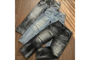 Custom Logo Men's Casual Vintage Wide Leg Straight Jeans Loose High Street Denim Long Pants