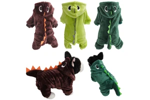 Pet Dinosaur Costume Luxury Eco-Friendly Pet Clothes Christmas Halloween Festival Pet Apparel Dogs&Cats Warm Funny Comfortable