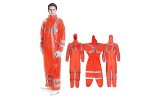 Urgent Order Visibility Disposable PPE Coverall Breathable Anti-Static LDPE Hyvek Work Suit in Orange Personal Protective Wear