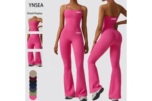 YNSEA Ropa Deportiva Mujer Custom Seamless Gym Sports Bodysuit Jumpsuit Halter Neck Stretchy Fitness Yoga Activewear Set