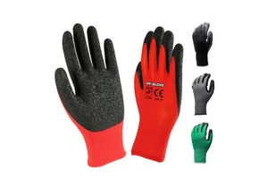 Industrial Heavy Duty 13 Gauge Red Polyester Crinkle Latex Coated Garden Construction Breathable Wrinkle Latex Dipped Gloves