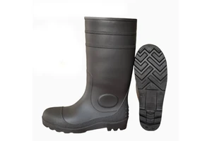 Custom Wear-Resistant And Non-Slip Men's Black PVC Rubber Safety Rain Boots Anti-Puncture Waterproof With Steel Toe Cap