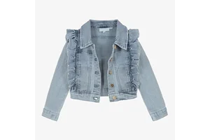 OEM ODM Customized High Quality Kids Denim Girl Jacket In Damier Design Cotton Fabric Reasonable Price